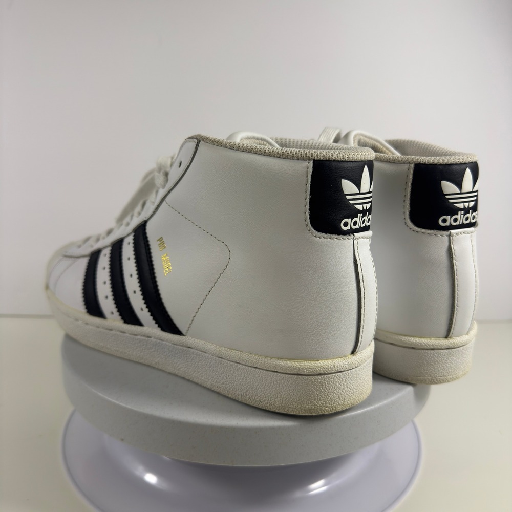 Adidas Pro Model Mid Sneakers Shell Toe Leather Men White Black Size 7 - Picture 10 of 15